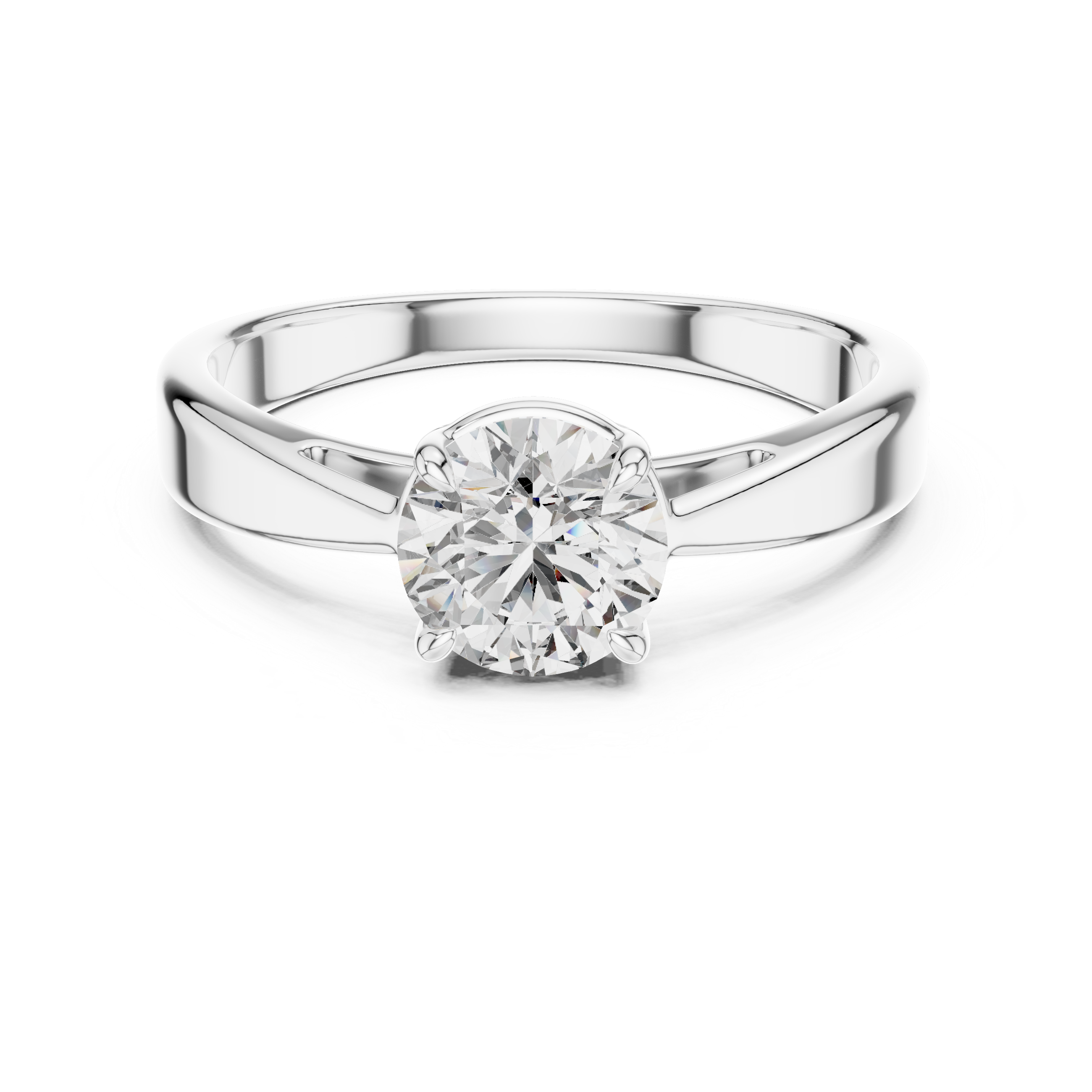 Silver ring with a diamond on a white background